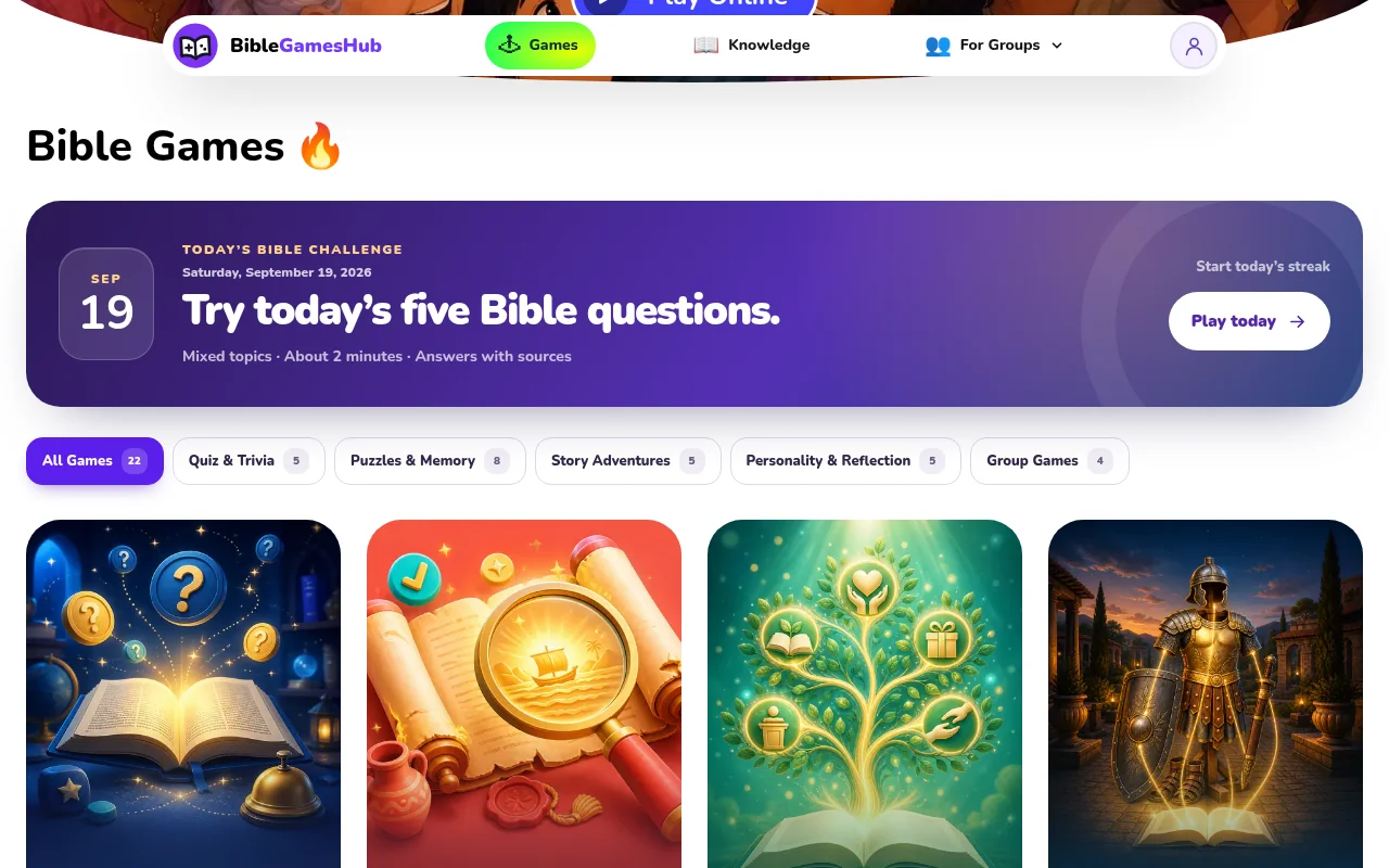 BibleGamesHub Daily Bible Challenge