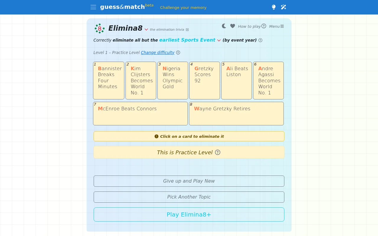 Elimina8 Sports Events