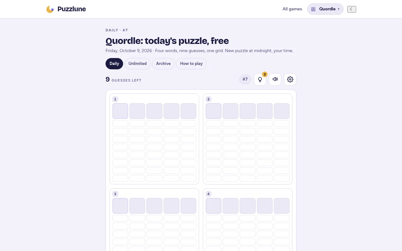 Quordle on Puzzlune