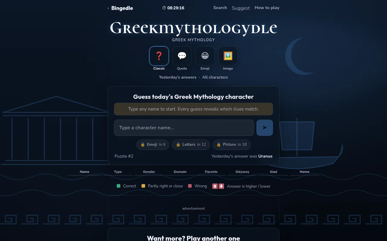 Greekmythologydle