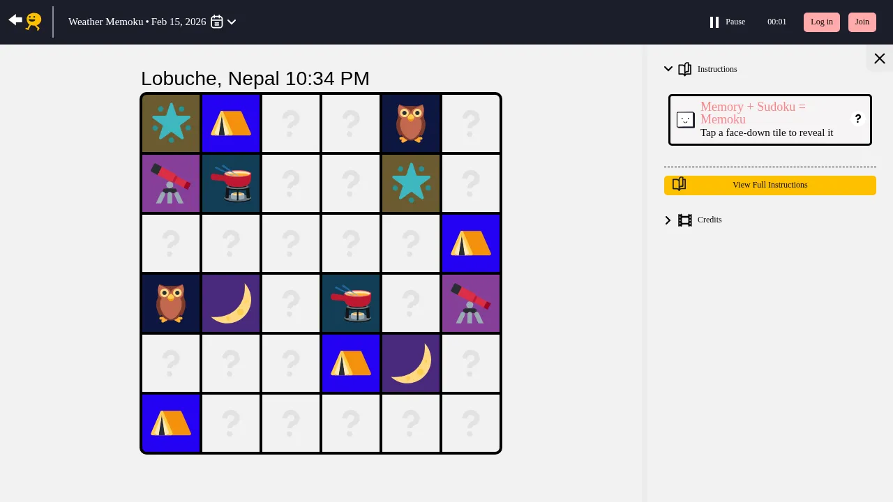 Puzzmo - Weather Memoku