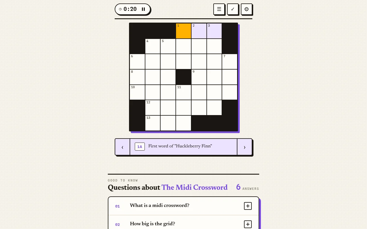 The Midi Crossword