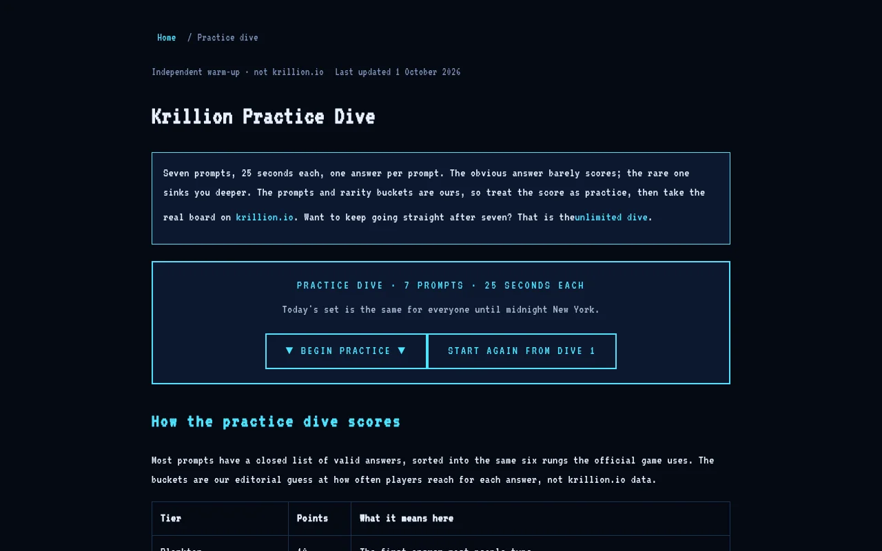 Krillion Practice Dive
