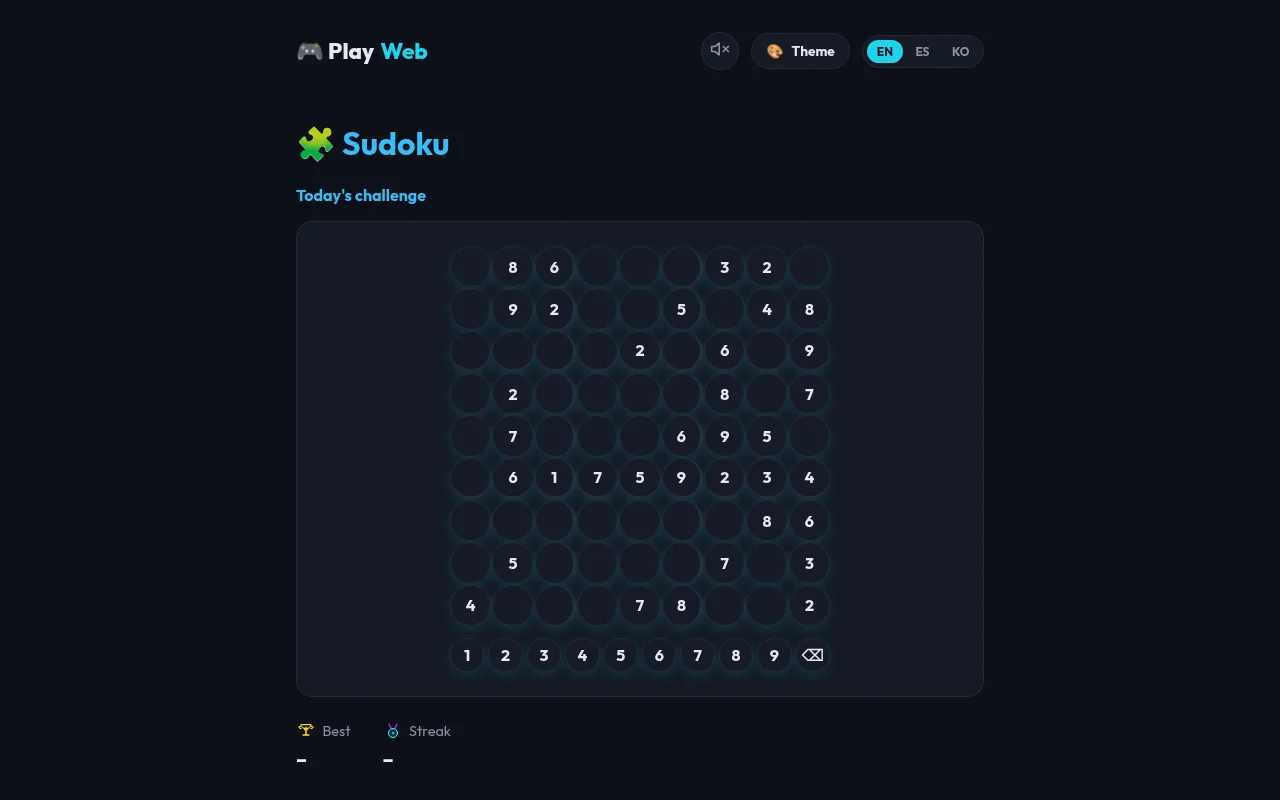 PlayWeb Sudoku