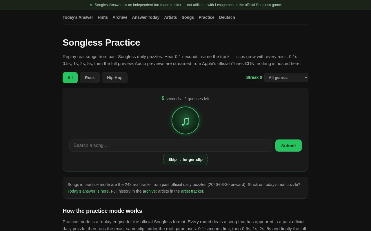 Songless Practice