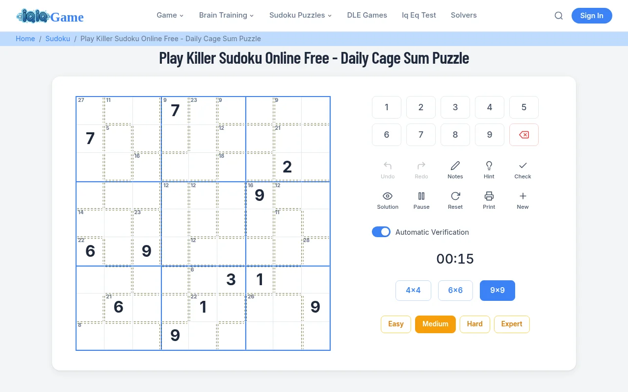 IQiQGame Killer Sudoku