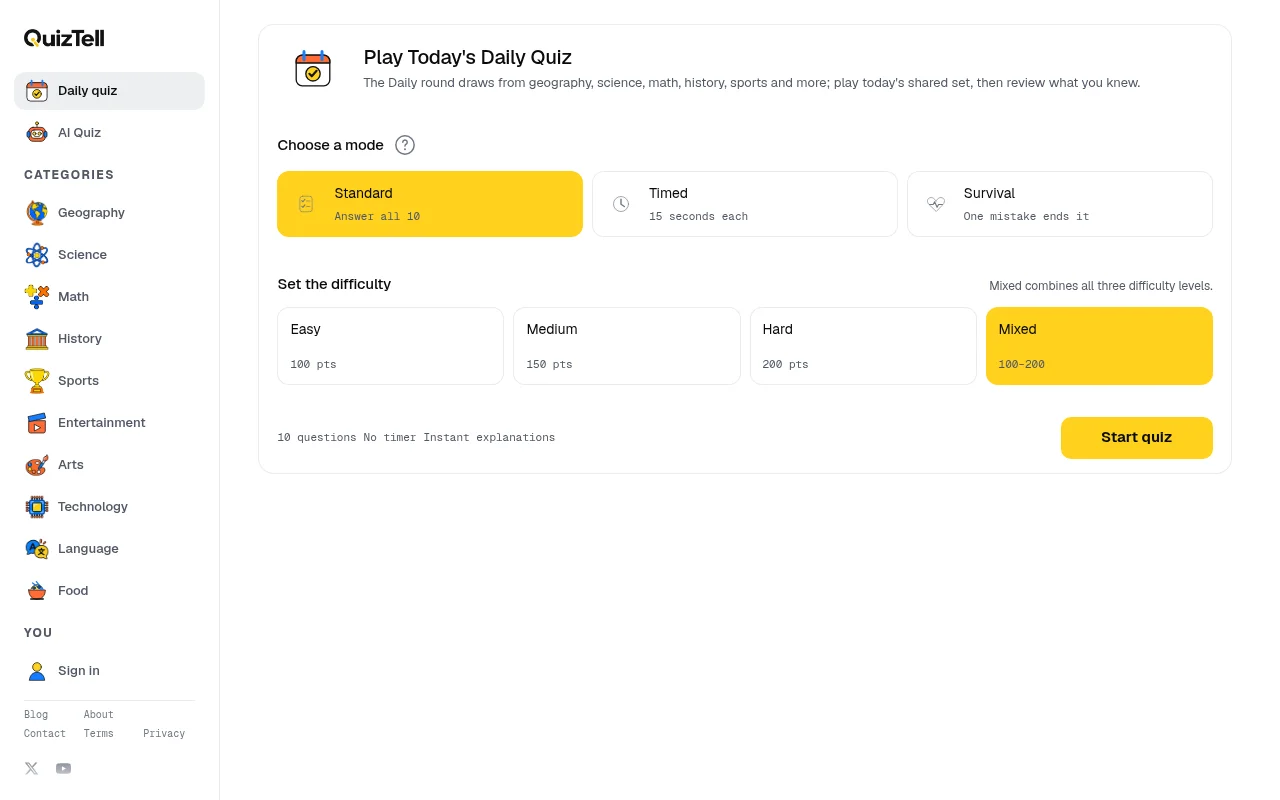 QuizTell Daily Quiz