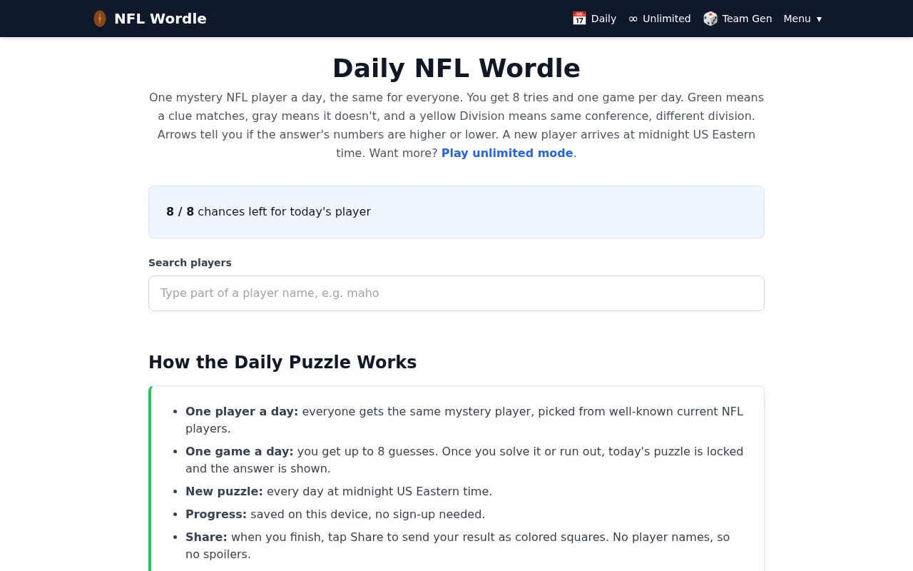NFL Wordle