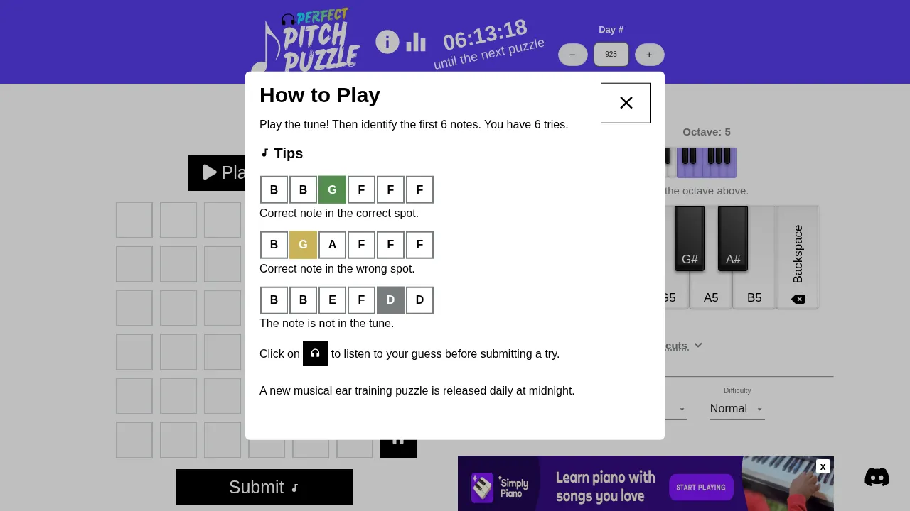 Perfect Pitch Puzzle