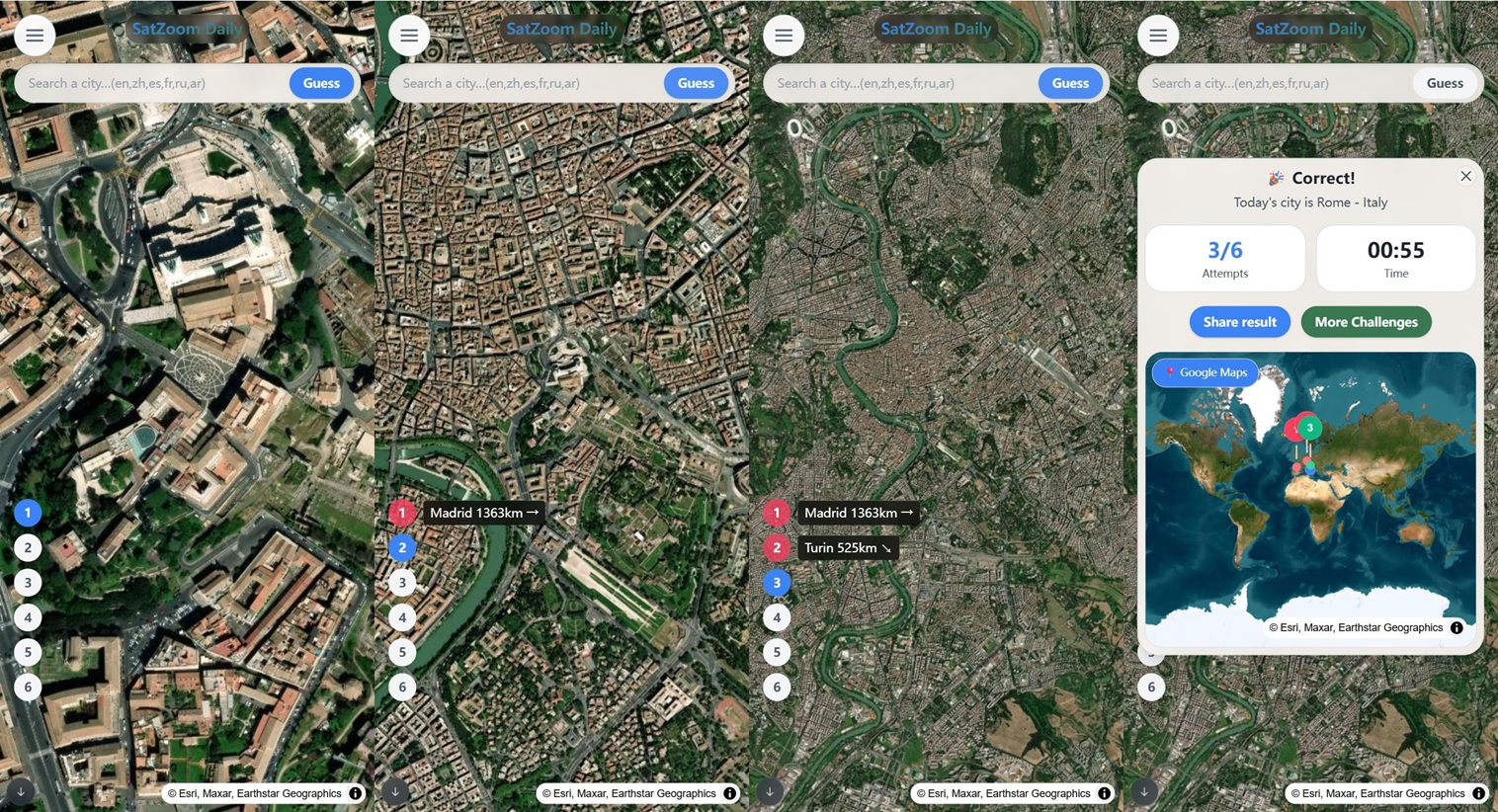 SatZoom - Daily Satellite Zoom Challenge