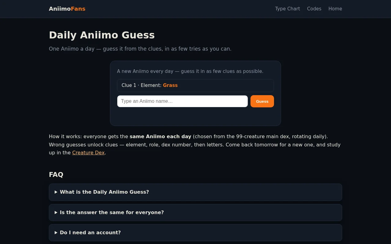 Daily Aniimo Guess