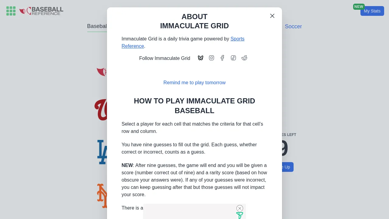 Immaculate Grid: Baseball